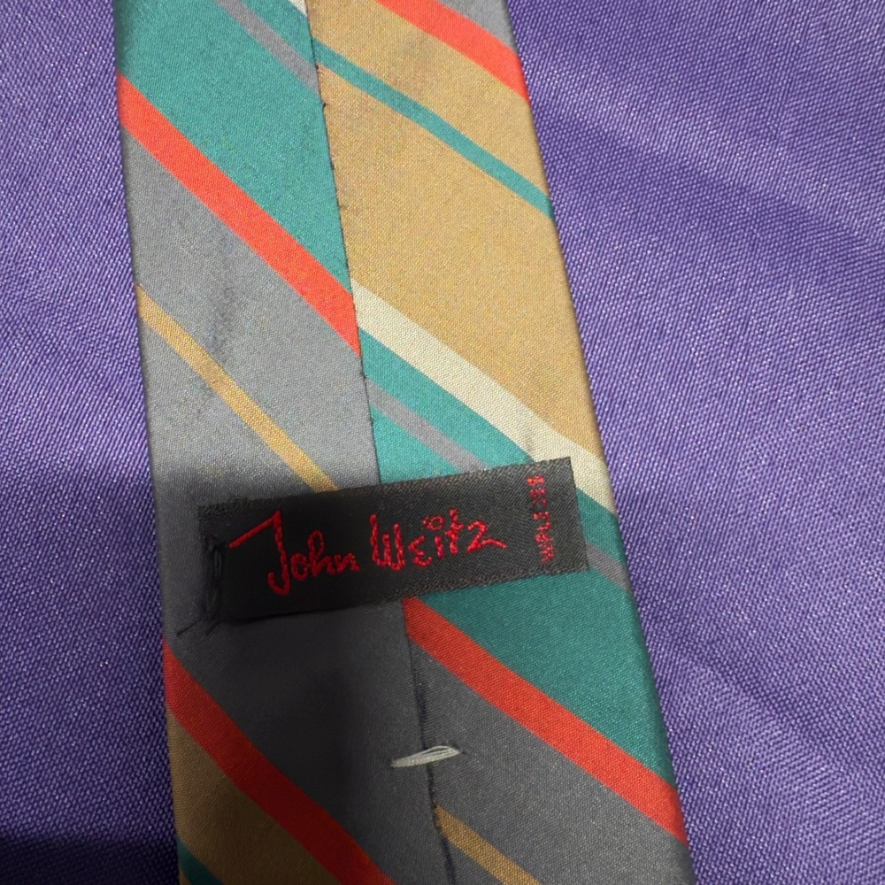 Vintage John Weitz Silk Blend Tie Striped Men's Necktie Classic Dress Accessory - Picture 3 of 6